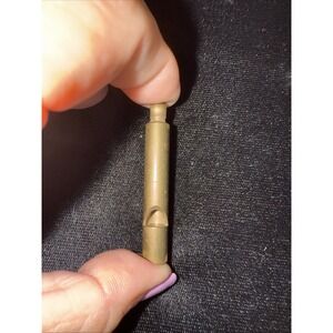 VINTAGE GOLD TONE Brass REAL WHISTLE PENDANT BARREL STYLE 4385